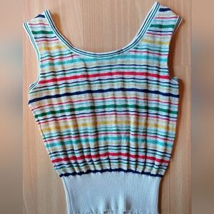 Vintage Retro Woven Knit‎ Kimberly Cropped Tank Top Striped Size Looks Small